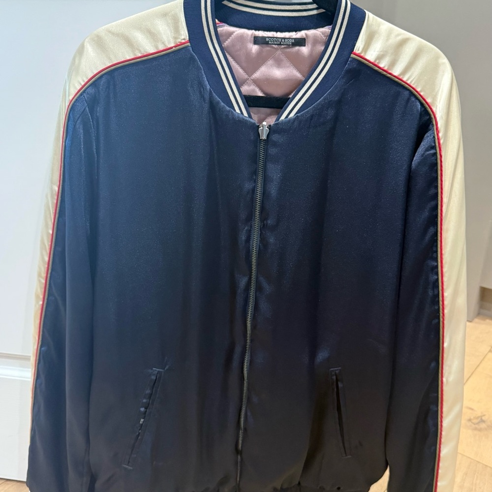 Scotch & Soda Navy and Cream Varsity Jacket